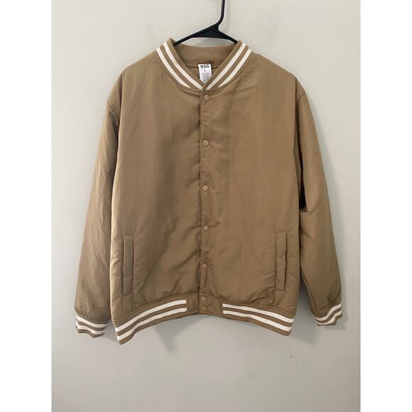 New DSG Men's Varsity Jacket, Water Repellent, Warm Stone Size Large - Picture 1 of 3